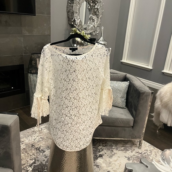 Karen Kane lace boho top ivory size xl summer perfect - Picture 5 of 17